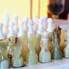 Marble Chess Set With Gift Case - White And Onyx Chess Set - 12 Inch Chess Set