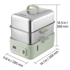 Electric Food Steamer 13 7qt 2-tier Stainless Steel For 3-6servings 1500w Silver