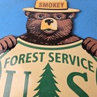 Vintage Smokey Bear Porcelain Sign - Forest Service Advertisement Prevent Sign