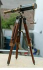Nautical Design Antique Brass Spyglass Telescope With Wooden Tripod Marine Scope