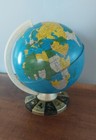 Rotating World Globe Ohio Art Co Metal Zodiac Symbols  Base  1960 s Vintage 