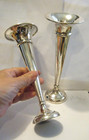 Pair Vintage Sampson Mordan   Co  English Sterling Silver 8  Trumpet Vases