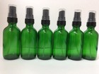 6 -  six  Green 2 Oz Boston Glass Essential Oil Mist With Black Sprayer Bottles 