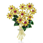 Crystal Rhinestone Flower Bouquet Brooch Gold Pin Spring Summer Jewelry Gift