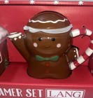      New Lang Christmas Sugar   Creamer Gingerbread Ceramic Hand Painted Set     