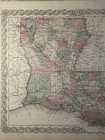 1870 Colton s Louisiana With New Orleans   Louisville Antique Map 17  X 14 