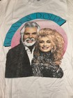 Vintage Hanes Dolly Parton Kenny Rogers White Large T single Stitch made U s a  
