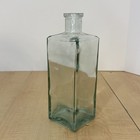 Clear Square Glass Bottle Vase 9  Tall Aqua Tint Decorative Modern Farmhouse