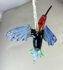 Blown Glass Bird Hummingbird Figurine Hanging Ornament Murano Style Red Blue 4 9