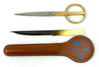 Vintage Mid Century Desk Set Scissors  Letter Opener And Leather Case Healthcare