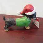 Dachshund Dog Christmas Figurine Holiday Santa Hat Glitter New W tags