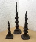 Set Of 3 Vintage Cast Iron Architectural Finials With Ornate Design In Graduated