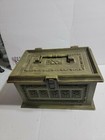 Vintage 1960s Max Klein Green Plastic Faux Wood Sewing Box Chest Usa Made 