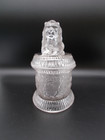 Majestic Lion Eapg Rare Antique Clear Glass Covered Trinket Candy Dish Birds