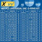 407 Pcs Universal Sae O Ring Assortment Kit   32 Inch Sizes Standard Nitrile 