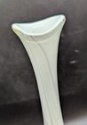 Vintage White Hand Blown Art Glass Vase 13 5    Tall Blue Stretch Swung Glass