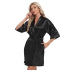 Womens Satin Short Kimono Bathrobe Bride Bridesmaid Wedding Robe Sleepwear