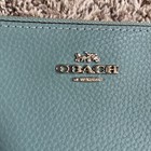 Coach Double Corner Zip Wristlet Cottage Blue Refined Pebble Leather Clutch Nwot