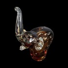 Elephant Paperweight Art Glass Murano Style Brown With Gold And Black Flecks