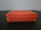 Vintage Asian Oriental Flower Carved Cinnabar Lacquer Trinket Jewelry Box