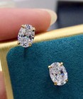 2 Ct Oval Cut White Moissanite Solitaire Stud Earrings 14k Yellow Gold Plated