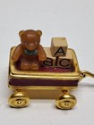 Vintage Estee Lauder Childs Wagon W bear   Blocks Enamel  Solid Perfume Compact 