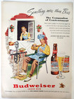 Bbq Barbecue Couple Budweiser Beer Anheuser Busch Vintage 1951 Ad Magazine Print