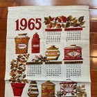 Vintage 1965 Kitchen Linen Calendar Tea Towel Jars Of Spices Salt Pepper Basil