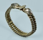 Early Egyptian 900 Silver Rope Sea Monster Cuff Bangle Bracelet Vintage Antique 