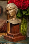 Quality Artist Signed Female Profile Antique Bronze Art Statue Bust Sculpture