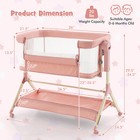 Height Adjustable Bedside Sleeper Baby Crib With Storage Bag Pink