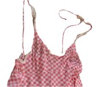 Rare 1970   s Vintage Women   s Sheer Maxi Dress  checkered Pink   White   Size S