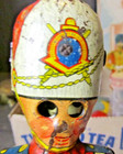 Vintage Marx Tin Soldier Drummer Wind Up Toy 9  Tall Works Cymbal Eyes Swivel