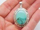 Native American Navajo Indian Herbert Tsosie Sterling Silver Turquoise Pendant
