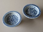 2 Chinese Blue   White Stem Dishes  Offering Stands --- Qing ------ 19th Century