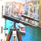 Brass Antique Telescope Double Barrel With Vintage Tripod Stand Nautical Decor