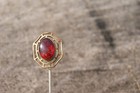 Antique Ruby Red Round Victorian Vintage Art Deco Hatpin Old Estate Find Hat Pin
