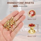 6mm Leather Rivets  70 Sets Rhinestone Studs Rivet  Red Gold Tone