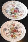 2 Vintage Sheraton Platters 12   14  Johnson Bros Hand Painted Transferware Old 