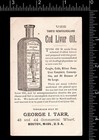 Cod Liver Oil Tarrs Newfoundland Boston Cure Consumption Bottle Trade Card J us