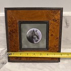 Original Black Horse Painting On Porcelain With Vintage Burl Wood Frame