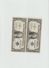 2 Notes 1935 G  1 With Motto   1 Without Motto  One Dollar Silver Certificate