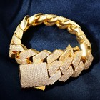 20mm 5aaa  Cz Ice Out Hop Hip 4 Row Miami Cuban Bracelet 14k Gold Plated