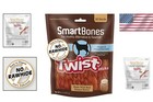 Delicious Peanut Butter Dog Chews - 50 Rawhide-free Twist Sticks For All Breeds