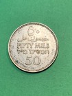 1939 British Mandate Of Palestine Silver 50 Mils Nice Toning On Obverse  a2197 