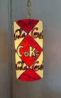 Vtg 1960-70   s Cylindrical Coca Cola Hanging Lamp Rewired W New Cords   Socket