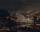 1647 Moonlit Landscape Vintage Art Print Antique Painting