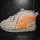 Ugg Australia Men s Neumel Sz 12 Gray Suede Chukka Boots 3236 Leather Patch