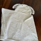 Pottery Barn Kids Hooded Easter Bunny Rabbit Towel White Faux Fur Tan Ears