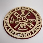 Vintage Firefighter Wood Wall Plaque 1995 Fireman Emblem Canada